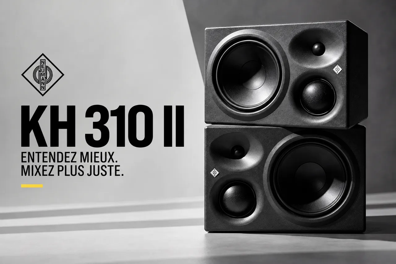 Monitores profesionales Neumann KH 310 II y KH 350, dos sistemas de tres vías para mezcla, masterización y producción musical.