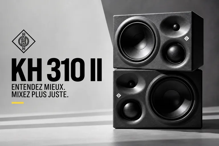 Monitores profesionales Neumann KH 310 II y KH 350, dos sistemas de tres vías para mezcla, masterización y producción musical.